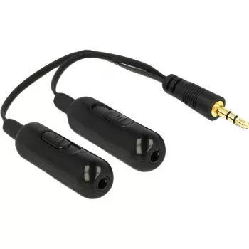 DeLOCK - garso skirstytuvas - 30 AWG - Mini-Phone stereolizdas 3,5 mm (V) - Mini-Phone stereolizdas 3,5 mm (M) - 19cm - juoda (65683)