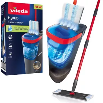 Šluota VILEDA Microfibre 1200 ml šlapiai, 360° besisukanti galvutė, 140,5 cm kotas, nuimama skalbimo mašinoje skalbianti galvutė