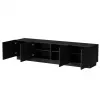 TV spintelė cama meble LIVERTI 2000x420x480 mm, juodos medžio drožlių plokštės viršus, juodas rėmas