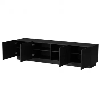 TV spintelė cama meble LIVERTI 2000x420x480 mm, juodos medžio drožlių plokštės viršus, juodas rėmas