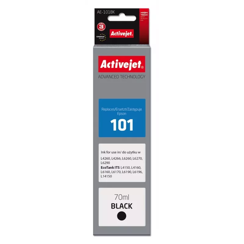 Activejet AE-101BK rašalas (pakaitinis Epson 101; Supreme; 70 ml; juodas)