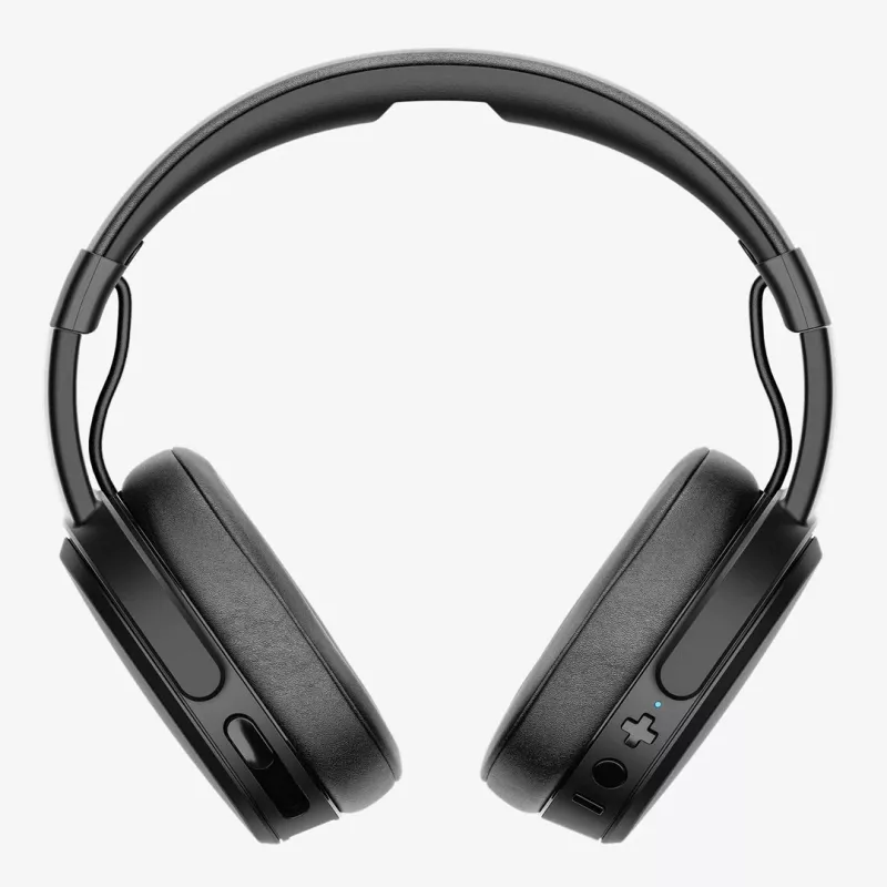 Ausinės Skullcandy Crusher Wireless — juodos, binauralinės, aplink ausis, Bluetooth ir 3,5 mm, sulankstomos, 40 val. baterija