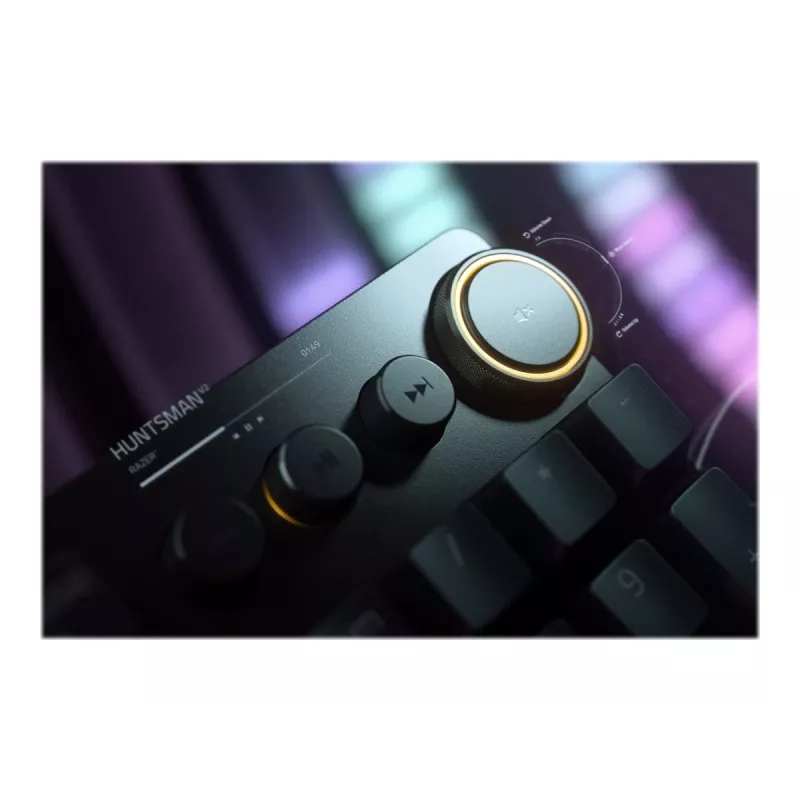 Laidinė žaidimų klaviatūra Razer Huntsman V2 — spragsintys Purple optiniai jungikliai, RGB LED