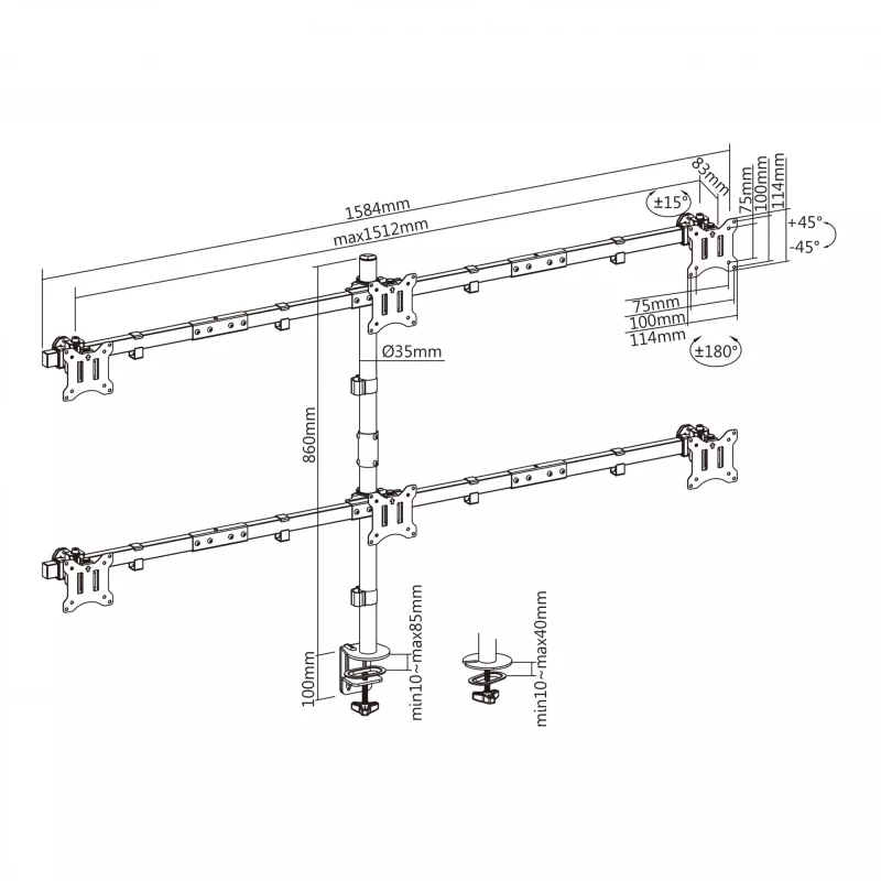 LCD laikiklis SBOX LCD-352/6-2 17–32 colių ekranams, 7×7 kg, VESA 100×100