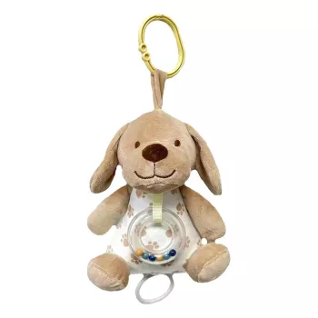 Muzikinė dėžutė TULILO 9387 smėlio spalvos šuniukas 18 cm pliušinis muzikinis žaislas