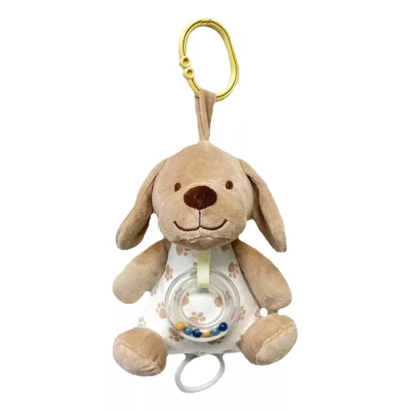 Muzikinė dėžutė TULILO 9387 smėlio spalvos šuniukas 18 cm pliušinis muzikinis žaislas