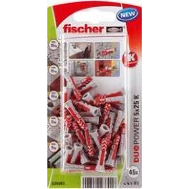 Fischer DuoPower 5 x 25 K NV Sieninis kaištis 25 mm 534992 1 rinkinys (534992)