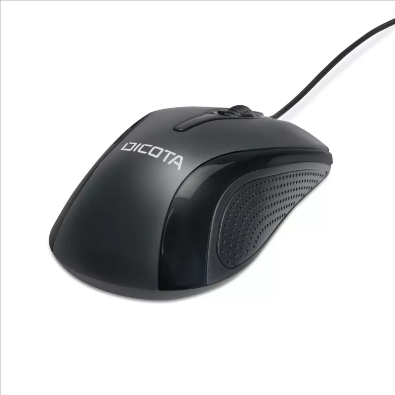 DICOTA - Pelė - dešiniarankiams ir kairiarankiams - Lazerinė - 3 mygtukai - Laidinė - USB - Juoda (D32011)
