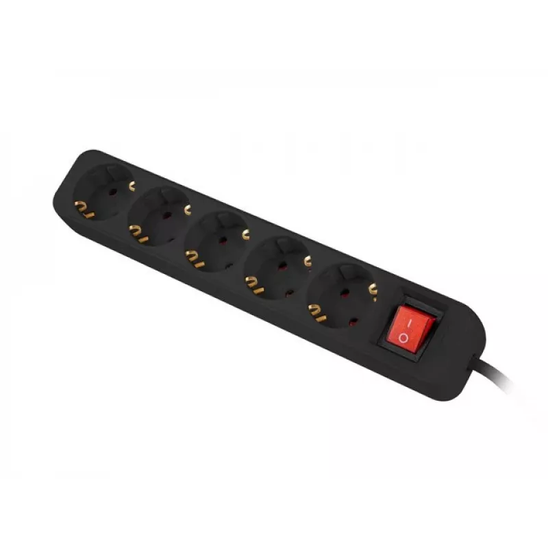Maitinimo ilgintuvas Lanberg PS1-05F-0300-BK 3 m 5 lizdai vidaus naudojimui juodas