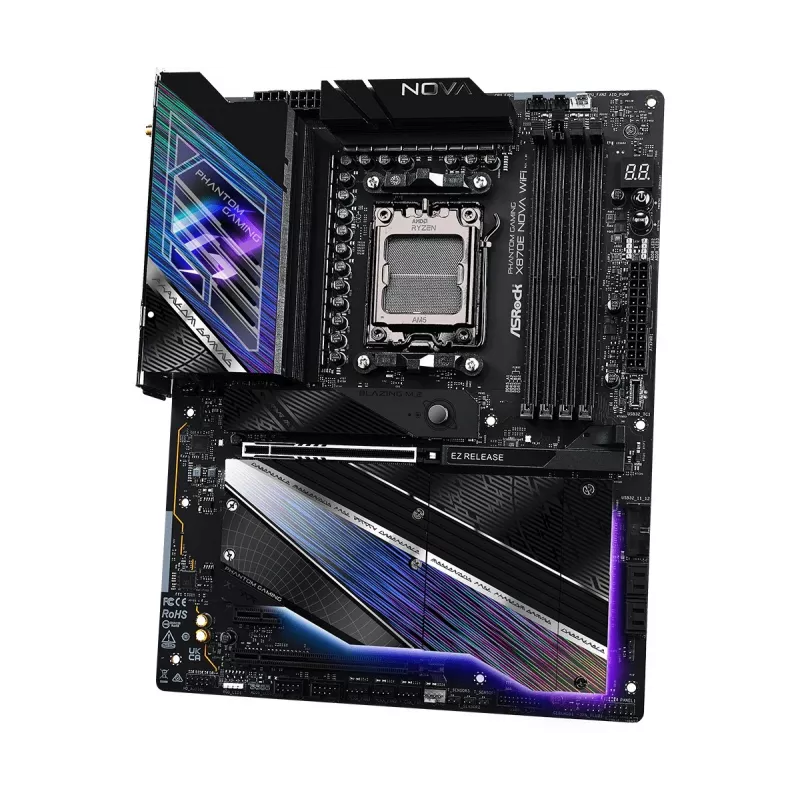 Motininė plokštė ASRock X870 NOVA WIFI — AMD X870, Socket AM5, ATX, 4× DIMM DDR5, 256GB, Wi‑Fi 6E, 2.5GbE