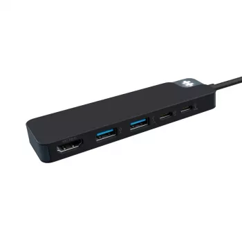 USB-C stotelė HYPER HD4101BKGL — 5 prievadų (USB-C, USB 3.2 Gen1 Type-A, HDMI 4K), 5000 Mbit/s, juoda