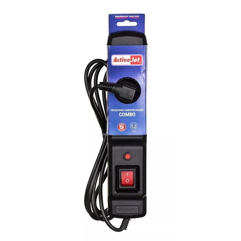 Activejet COMBO 3GN 5M juodas maitinimo lizdas su laidu