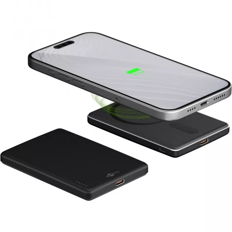 Goobay Magnetinė Belaidė Išorinė Baterija | 70182 | 5000 mAh | USB-C | Juoda