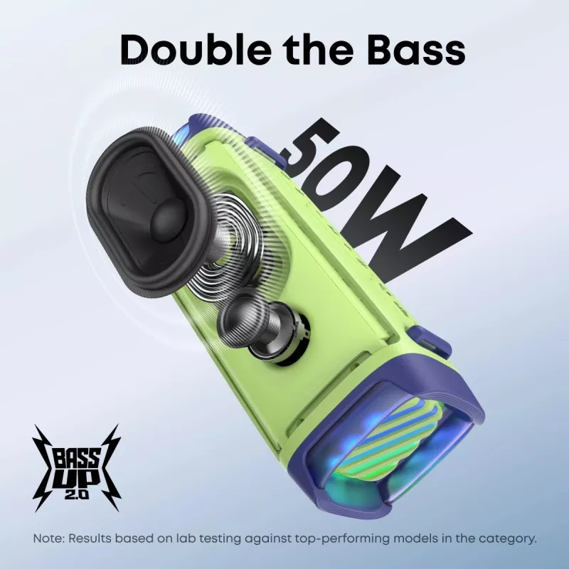 Nešiojamas garsiakalbis Anker Soundcore Boom 3i — 50 W, Bluetooth, atsparus vandeniui, žalias