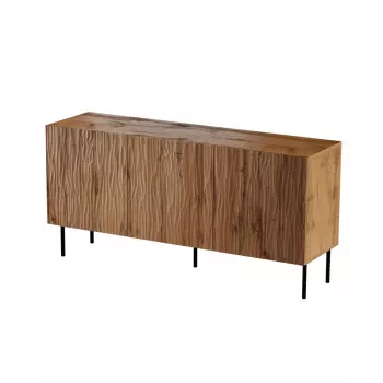 Komoda cama meble JUNGLE 152x40.5x74.5 cm — ąžuolo wotan, juodos kojelės, medžio drožlių plokštė