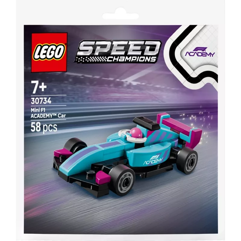 30734 Speed Champions F1 ACADEMY Mini-Auto, konstrukcinis žaislas maišelyje