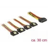 SATA kabelis DeLOCK 60157 0,3 m SATA 15 kontaktų 4 x SATA 15 kontaktų Įvairiaspalvis