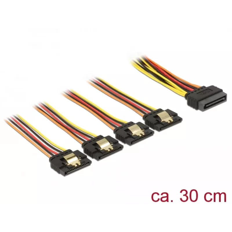 SATA kabelis DeLOCK 60157 0,3 m SATA 15 kontaktų 4 x SATA 15 kontaktų Įvairiaspalvis
