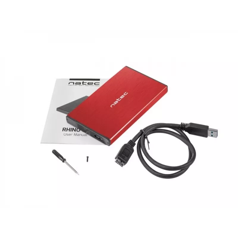 NATEC HDD KORPUSAS RHINO GO (USB 3.0, 2.5, RAUDONAS)