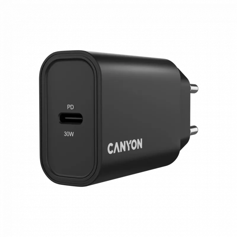 Sieninis įkroviklis CANYON OnCharge 30CL 30 W PD 1 prievadas ES kištukas juodas