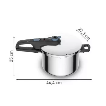 Greitpuodis Tefal SECURE TRENDY 6L su nerūdijančio plieno garinimo krepšeliu, tinkamas indukcijai
