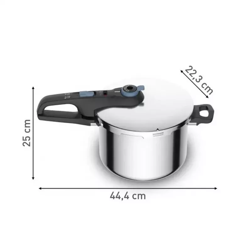 Greitpuodis Tefal SECURE TRENDY 6L su nerūdijančio plieno garinimo krepšeliu, tinkamas indukcijai
