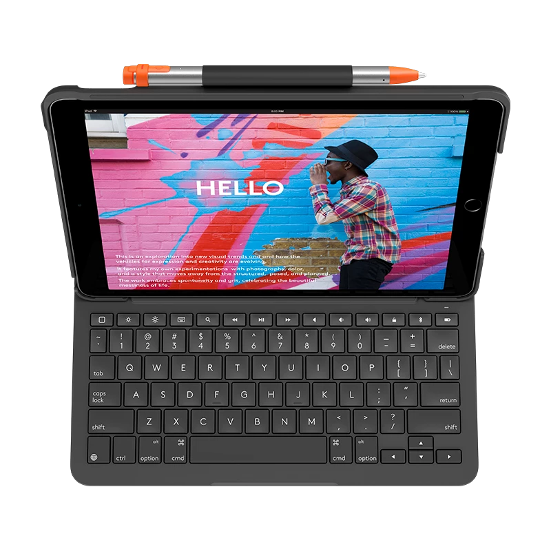 Klaviatūra Logitech plonas Folio, skirta iPad (7, 8 ir 9 kartos)