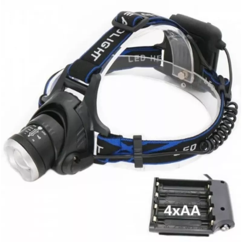 Galvos juostos žibintuvėlis ESPERANZA EOT005 — LED Cree T6, 3 W, 600 lm, AA x2, aliuminio korpusas, atsparus vandeniui, atsparus smūgiams, reguliuojama galvos juosta
