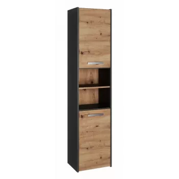 Vonios spintelė top e shop S40 ANTRACYT/ARTISAN, laisvai stovinti, 400×300×1700 mm, 6 lentynos, 2 durys