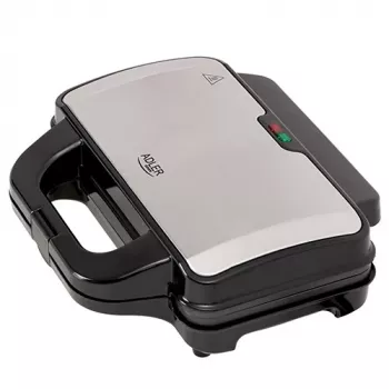 Sumuštinių keptuvė Adler AD 3043, 1300 W, nelimpančios plokštės, 2 sumuštiniams, 285×152 mm kepimo paviršius, juoda