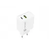 Vidinis AC greito įkrovimo įkroviklis NATEC RIBERA 12V 20W USB-C PD 3.0 + USB-A Samsung AFC baltas