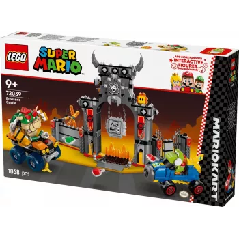 Konstruktorius LEGO rinkinys 72039 Super Mario Bowserio tvirtovė su Mario Kart automobiliu, interaktyvus žaidimų rinkinys