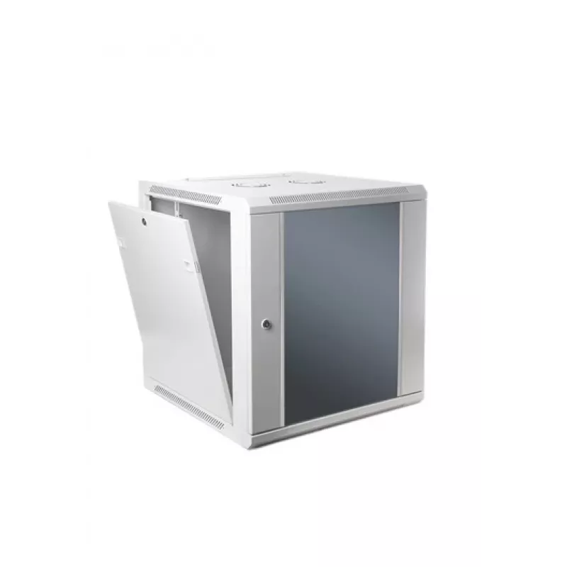 Tinklinė sieninė spinta SOMI Networks 22U 19 colių su 45 cm gyliu, priekinės stiklo durys, pilka