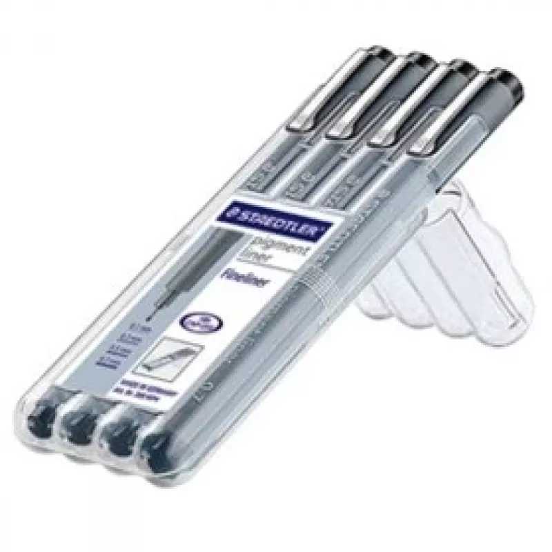 Fineliner Staedtler pigment liner 308 Juoda 4 vnt.