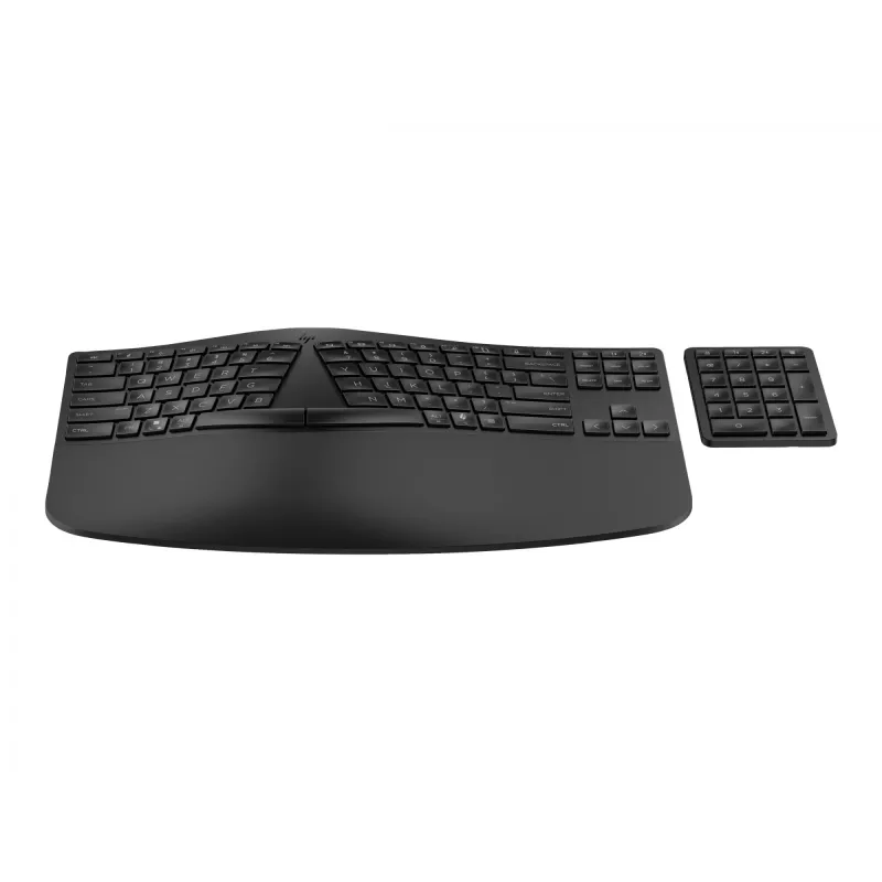 HP 960 ergonomiška belaidė klaviatūra, pilno dydžio (100%), belaidė, RF belaidė + Bluetooth, membraninė, juoda