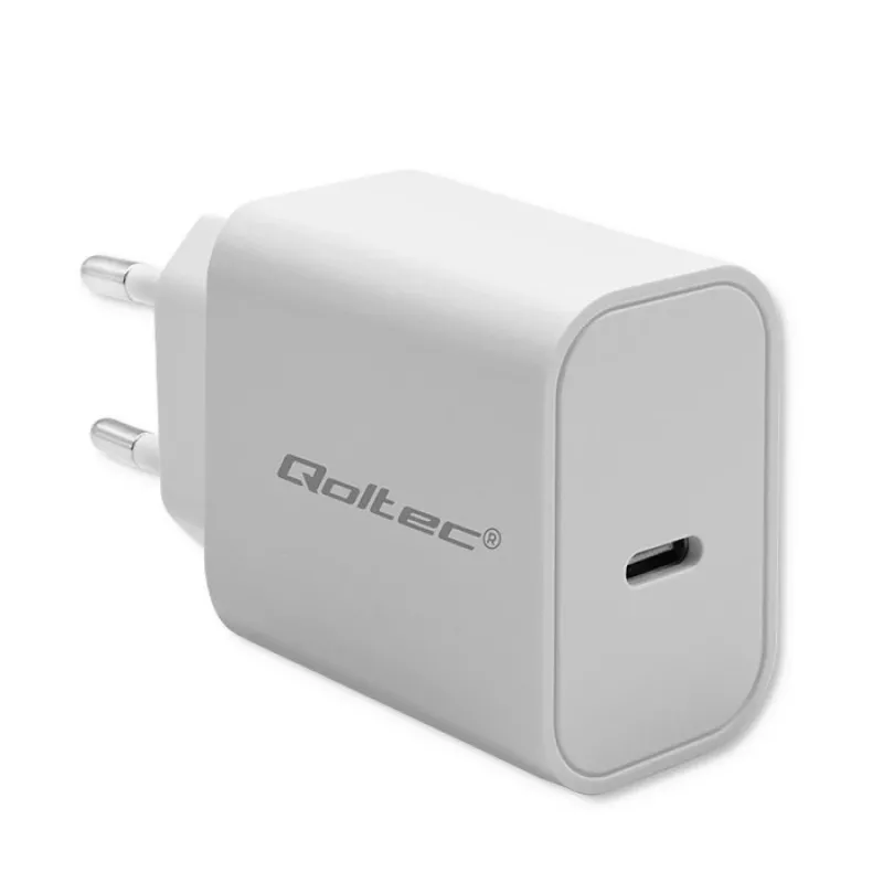 QOLTEC Super Quick PD Charger 20W USB-C (5V/12V) – Nešiojamasis greitasis įkroviklis