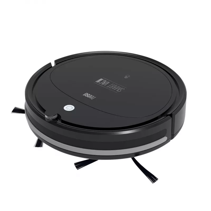 Robot vacuumeris TEESA Smart VAC 2 — apvalus, juodas, 1000 Pa siurbimo galia, 9,6 V/2000 mAh Li baterija, 0,2 L dulkių talpykla, Wi‑Fi, automatinis grįžimas
