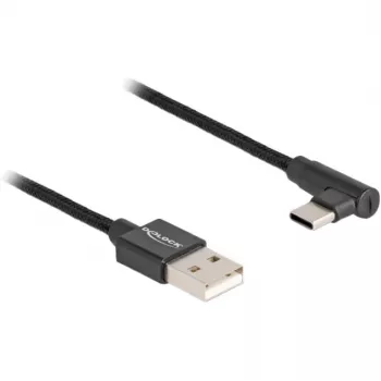 DeLOCK USB 2.0 laidas Type-A kištukas į USB Type-C kištuką kampuotas 2 m juodas