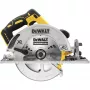 Akumuliatorinis diskinis pjūklas DeWALT DCS572NT — 18 V ličio jonų, bešepetėlis, 184 mm diskas, 58 mm pjūvio gylis (90°), 57° nuožulnumas