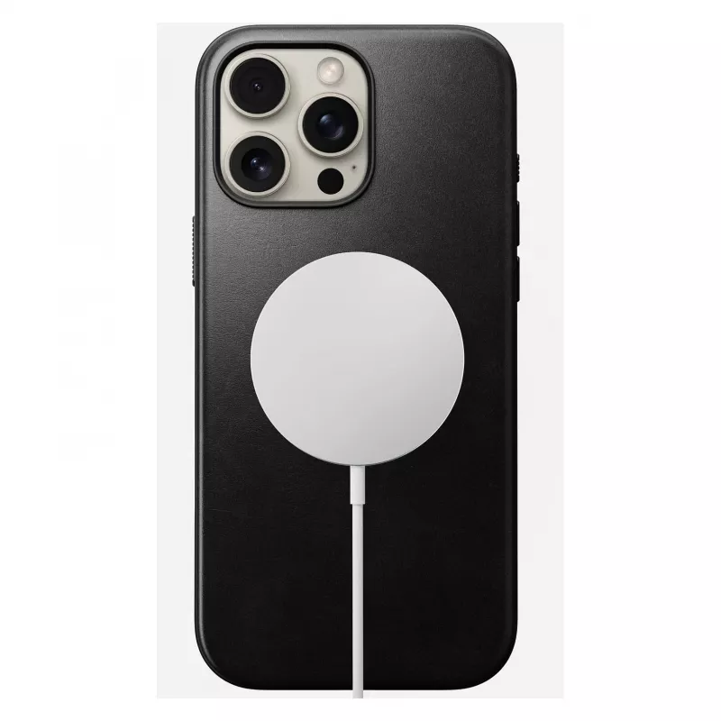 Mobiliojo telefono dėklas Nomad Modern Leather Case, skirtas iPhone 16 Pro Max, 6,9 colio (17,5 cm), juodas, oda+PC+TPU