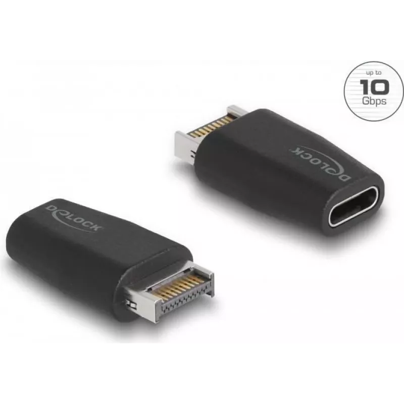 DELOCK adapteris USB 10 Gbps Type-E Key A kištukas į USB Type-C lizdą, juodas