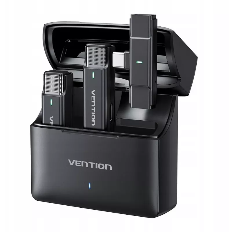 2 vienetų Vention USB-C mikrofonų rinkinys + įkrovimo dėklas