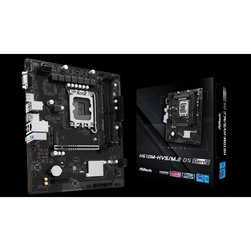 Pagrindinė plokštė ASRock H610M-HVS/M.2 D5 GEN5 – LGA1700, DDR5, PCIe 5.0, mATX