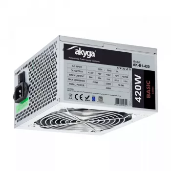 Akyga AK-B1-420 maitinimo blokas 420 W 20+4 pin ATX ATX pilka