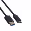 ROLINE - USB kabelis - USB Type C (V) - 9 kontaktų USB Type A (V) - 1 m (USB 3.1) - Formuotas - Juodas (11.02.9011)