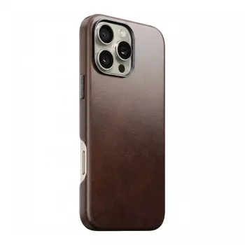 Odinis telefono dėklas Nomad Modern skirtas iPhone 16 Pro Max — Rustic Brown Horween