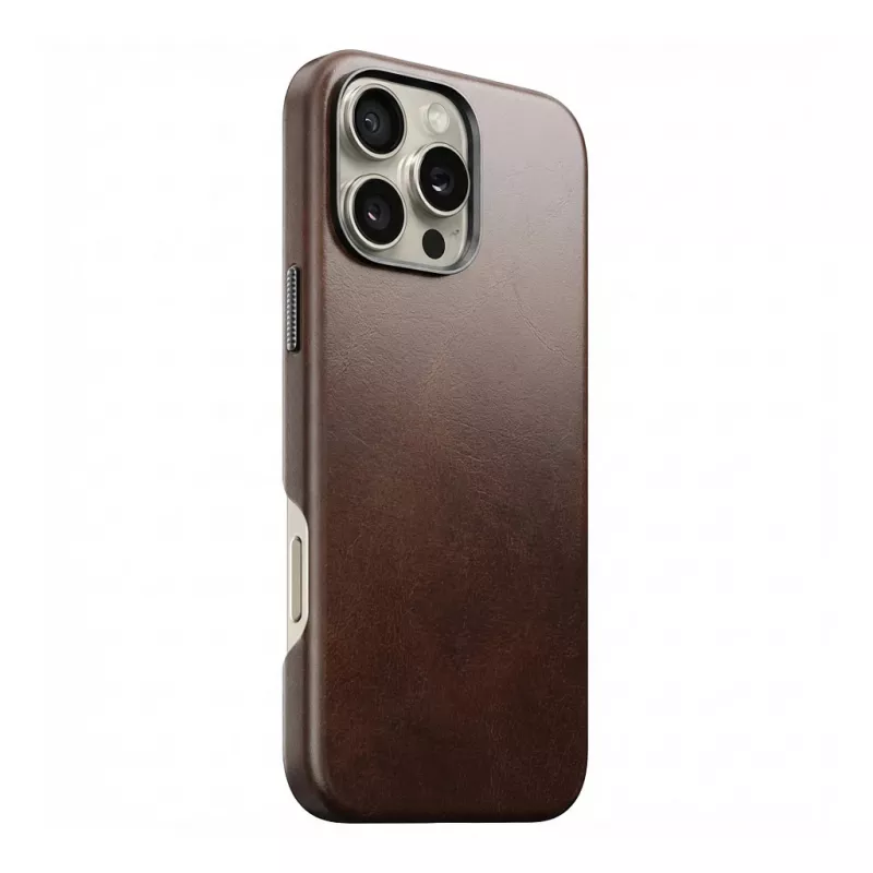 Odinis telefono dėklas Nomad Modern skirtas iPhone 16 Pro Max — Rustic Brown Horween