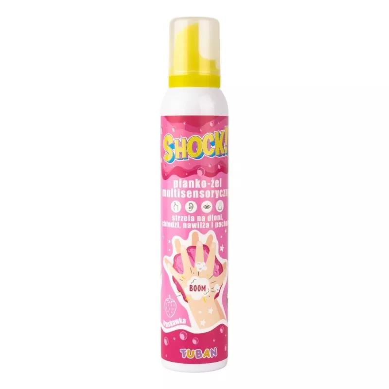 Slime TUBAN Tuban SHOCK! Multisensorinės putų-gelio braškių kvapo, 200 ml (raudona)