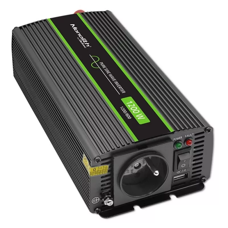 Automobilinis keitiklis Qoltec Monolith 1200 W juodas 24 V