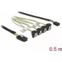 Mini SAS SFF-8087 į 4x SATA 7 kontaktų kampinį kabelį 0,5 m DeLOCK 85683